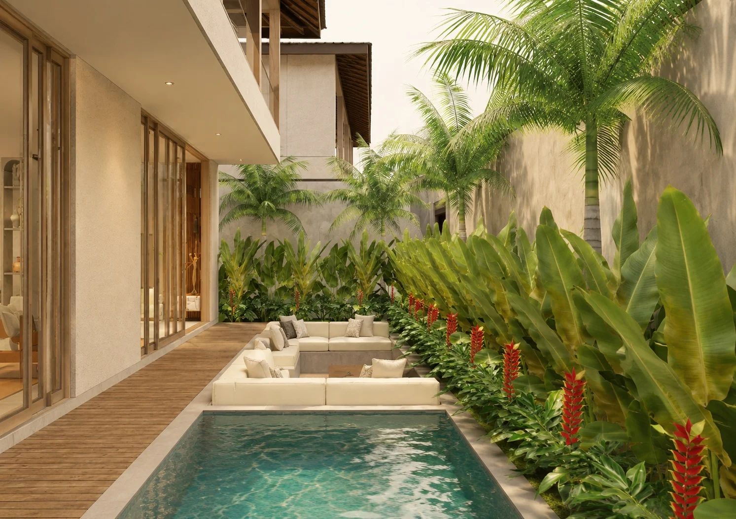 Private pool courtyard — design visualisation